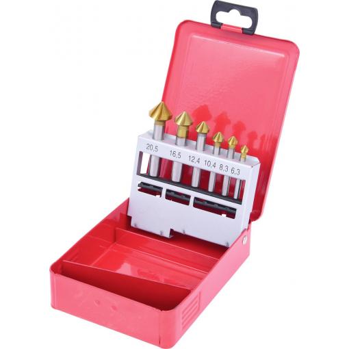 KS Tools 336.0426 336.0426 Kuželový a odhrotovací záhlubník 6.3 mm, 8.3 mm, 10.4 mm, 12.4 mm, 16.5 mm, 20.5 mm HSS TiN válcová stopka 1 ks