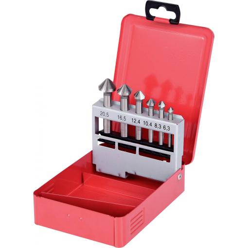 KS Tools 336.0416 336.0416 Kuželový a odhrotovací záhlubník 6.3 mm, 8.3 mm, 10.4 mm, 12.4 mm, 16.5 mm, 20.5 mm HSS-Co 5 válcová stopka 1 ks