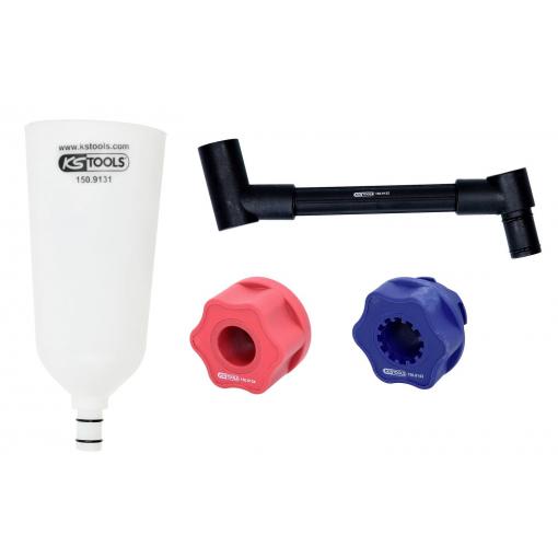 KS Tools 150.9155 Sada olejových nálevků s otočným zahnutým ramenem pro VAG, 4 ks