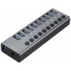Renkforce RF-6027504 USB Hub 10 portů USB-A USB 3.1 Gen2 10 GBit/s lze spínat jednotlivě, s hliníkovým krytem stříbrnočerná RF-6027504