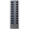 Renkforce RF-6027504 USB Hub 10 portů USB-A USB 3.1 Gen2 10 GBit/s lze spínat jednotlivě, s hliníkovým krytem stříbrnočerná RF-6027504