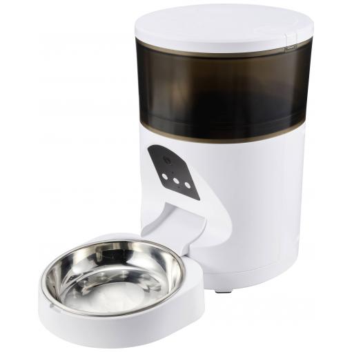 automatické krmítko MFK-220608 4 l Pes, Kočka bílá Ovládání pomocí aplikace, Kamera pro zvířata, Video v reálném čase, obraz s vysokým rozlišením, Hlasové