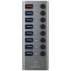 Renkforce RF-6049086 USB Hub 8 portů USB-A USB 3.2 Gen2 10 GBit/s lze spínat jednotlivě, se stavovými LED, s hliníkovým krytem stříbrnočerná RF-HUB-380