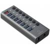 Renkforce RF-6049086 USB Hub 8 portů USB-A USB 3.2 Gen2 10 GBit/s lze spínat jednotlivě, se stavovými LED, s hliníkovým krytem stříbrnočerná RF-HUB-380