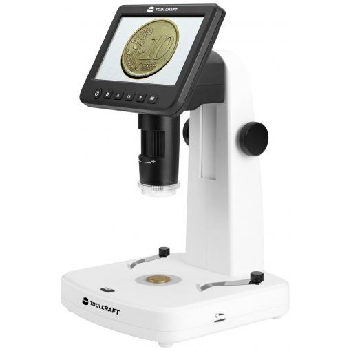 TOOLCRAFT TO-9076404 TOOLCRAFT 12.7 cm (5) LCD digitální mikroskop s polarizátorem 300 x dopadající světlo, procházející světlo