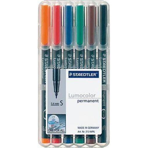 Staedtler Lumocolor® permanent pen 313 313 WP6 permanentní popisovač červená, modrá, oranžová, zelená, hnědá, černá Vodotěsné: Ano