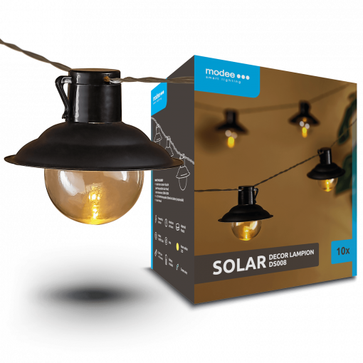 Svítidlo solární ML-DS008 LED řetěz Lucerna 10ks 4,8m