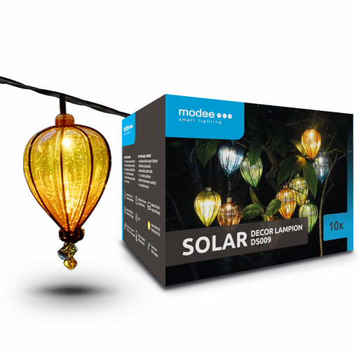 Svítidlo solární ML-DS009 LED řetěz Lampion 10ks 4,8m