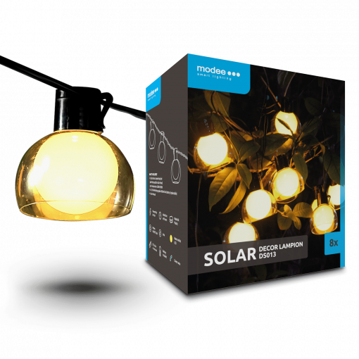 Svítidlo solární ML-DS013 LED řetěz Koule 8ks 4,4m