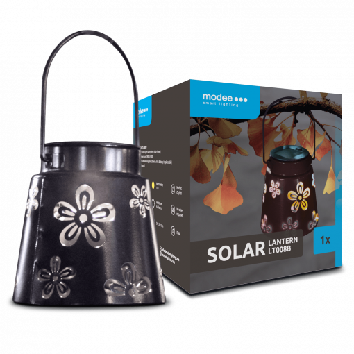 Svítidlo solární ML-LT008B LED závesné, Květina, černé