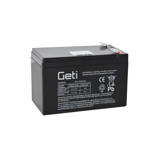 Olověný bezúdržbový akumulátor GETI 12V/9Ah, Faston F2 - 6,3mm (151x65x94mm)