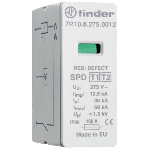 Finder 7P.10.8.275.0012 7P-10-8-275-0012 zásuvný svodič pro přepěťovou ochranu Přepětová ochrana pro: rozvodná skříň 20 kA 1 ks