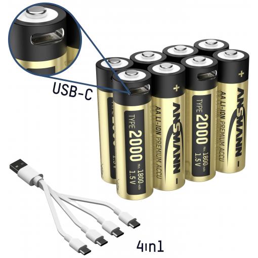 Ansmann 1312-0039 akumulátor AA, lithiová, 1800 mAh, 1.5 V, 8 ks