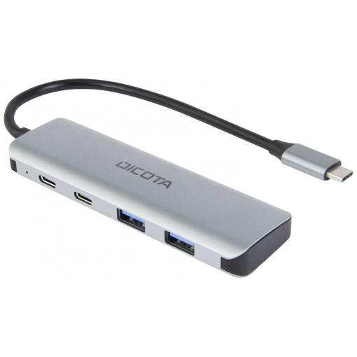 Dicota D32061 USB Hub 2 + 2 port USB-A, USB-C® USB 3.2 Gen2 10 GBit/s s hliníkovým krytem, s konektorem USB C stříbrná DICOTA - Hub - 10 Gbps, 4-in-1 USB C,