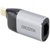 Dicota USB-C® adaptér [1x USB-C® zástrčka - 1x RJ45 zásuvka] DICOTA - Netzwerkadapter - USB-C / Thunderbolt 3 0 mm s nabíjecí zásuvkou