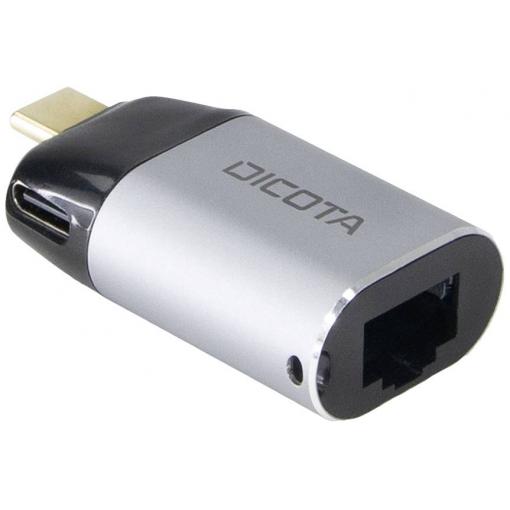 Dicota USB-C® adaptér [1x USB-C® zástrčka - 1x RJ45 zásuvka] DICOTA - Netzwerkadapter - USB-C / Thunderbolt 3 0 mm s nabíjecí zásuvkou