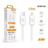 Datový kabel ALIGATOR POWER 30W, USB-C/Lightning 3A 1,5m, bílý