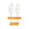 Datový kabel ALIGATOR POWER 30W, USB-C/Lightning 3A 1,5m, bílý