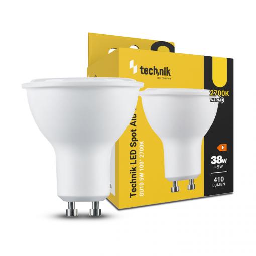 Technik LED žárovka, bodová, 5W, GU10, 2700K, 410lm, bílá  MTL-GU102700K5W
