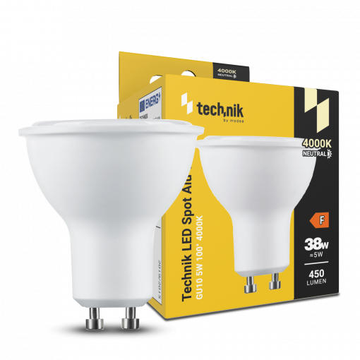 Technik LED žárovka, bodová, 5W, GU10, 4000K, 450lm, bílá  MTL-GU104000K5WN