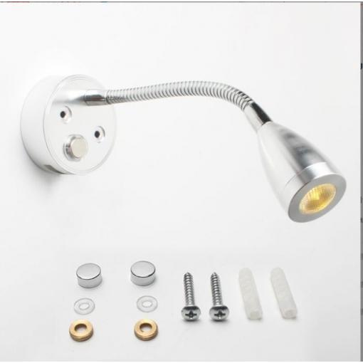 Flexibilní čtecí LED lampa h_v345v, 12–24 V DC, 3 W, stříbrná