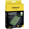 Intenso F10000 powerbanka Li-Pol, 10000 mAh, Quick Charge, Dodávka energie, USB-A, USB-C®, zelená, Indikátor stavu
