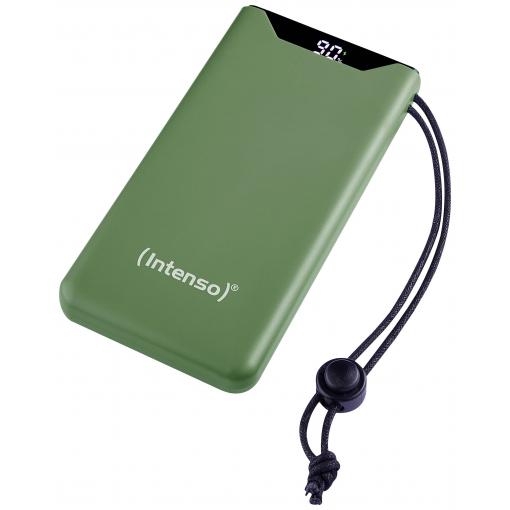 Intenso F10000 powerbanka Li-Pol, 10000 mAh, Quick Charge, Dodávka energie, USB-A, USB-C®, zelená, Indikátor stavu