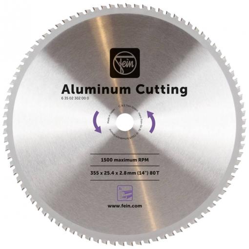 Fein Metall-Kreissägeblatt f. Aluminium 355mm Z80, Bohrung 25,4mm, Stärke 2,8mm MKAS 63502302000 pilový kotouč 355 mm Počet zubů (na palec): 80 1 ks