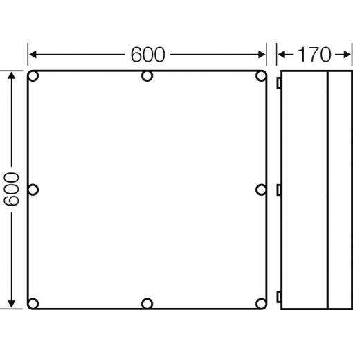 Hensel 2000006 Pouzdro 600 x 600 x 170 mi 0800 prázdný kufřík plast 1 ks