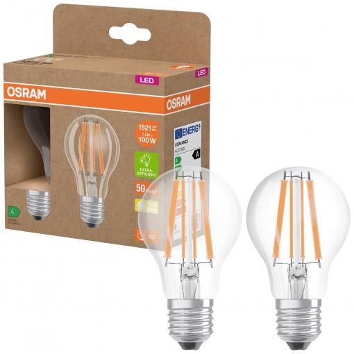 OSRAM HOMELIGHTING 4099854253706 LED Energetická třída (EEK2021) A (A - G) E27 klasická žárovka 7.2 W = 100 W teplá bílá (Ø x v) 60 mm x 60 mm 2 ks