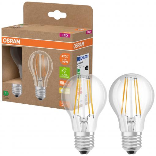 OSRAM HOMELIGHTING 4099854253461 LED Energetická třída (EEK2021) A (A - G) E27 klasická žárovka 2.2 W = 40 W teplá bílá (Ø x v) 60 mm x 60 mm 2 ks