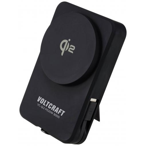 VOLTCRAFT VC-Qi2 PD20W 8000 powerbanka Li-Pol, 8000 mAh, Rychlé nabíjení, USB-C®, černá, Indikátor stavu