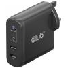 club3D CAC-1912 napájecí adaptér k notebooku, GaN, USB Power Delivery (USB-PD) , 2x USB A, 2x USB-C®, 100 W, Dodávka energie, černá