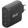 club3D CAC-1912 napájecí adaptér k notebooku, GaN, USB Power Delivery (USB-PD) , 2x USB A, 2x USB-C®, 100 W, Dodávka energie, černá