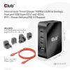 club3D CAC-1917 USB nabíjecí hub, GaN, 1x USB A , 3x USB-C®, 140 W, Dodávka energie, černá