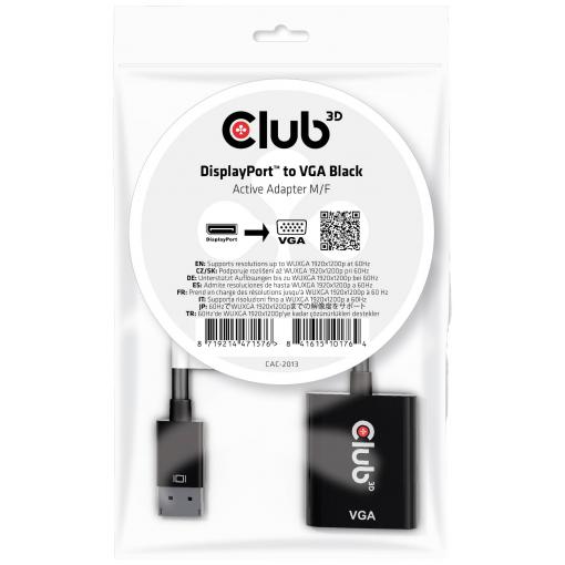 club3D CAC-2013 DisplayPort / VGA adaptér [1x zástrčka DisplayPort - 1x VGA zásuvka] černá 0 mm
