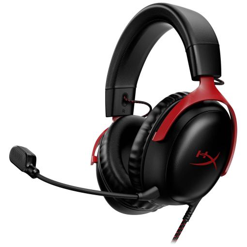 HyperX Cloud III BLK/RED GAM Headset uzavřená (Over Ear) kabelová stereo černá/červená Gaming