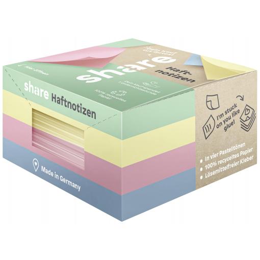 share blok se štítky (samolepícími poznámkami) 4-0017 75 mm x 75 mm pastelová žlutá, pastelová růžová, pastelová modrá, pastelová zelená 4 ks