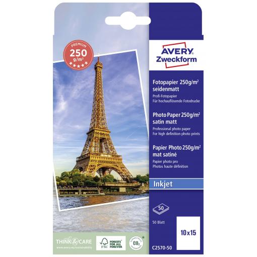 Avery-Zweckform Premium C2570-50 fotografický papír 10 x 15 cm 250 g/m² 50 listů hedvábně matný