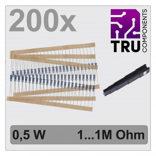 TRU COMPONENTS TC-12888472 T22P081 sada metalizovaných rezistorů axiální 0.5 W 1 % 200 ks