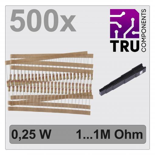 TRU COMPONENTS TC-12888464 T22P059 sada uhlíkových rezistorů axiální 0.25 W 5 % 500 ks