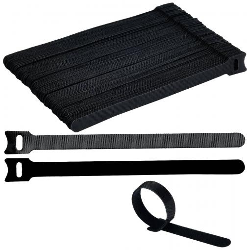 TRU COMPONENTS T24CA058 kabelový manažer na suchý zip ke spojování háčková a flaušová část (d x š) 200 mm x 12 mm černá 100 ks