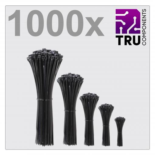 TRU COMPONENTS TC-12888560, T24CA072, stahovací pásky, 3.6 mm, černá, odolná vůči UV záření, 1000 ks