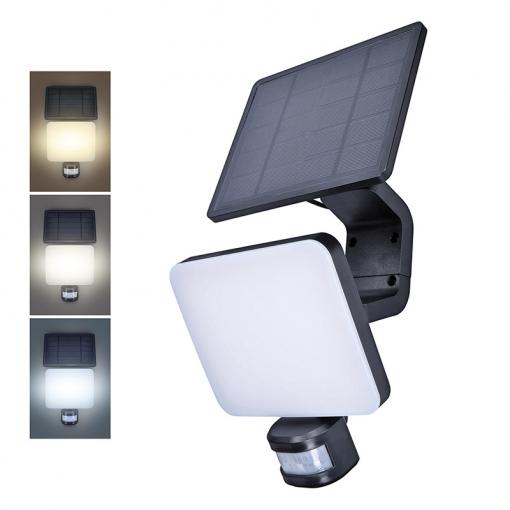 Solight LED solární osvětlení se senzorem, 11W, 1200lm, 3 CCT, Li-Ion, černá - WO785-1