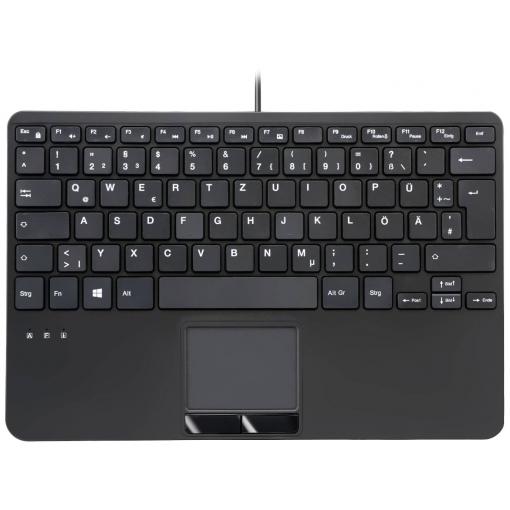 Perixx PERIBOARD-525 H DE USB klávesnice německá, QWERTZ černá USB hub, dotyková plocha