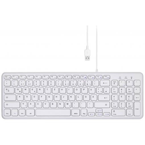 Perixx PERIBOARD-213 DE W USB klávesnice německá, QWERTZ bílá Tiché klávesy