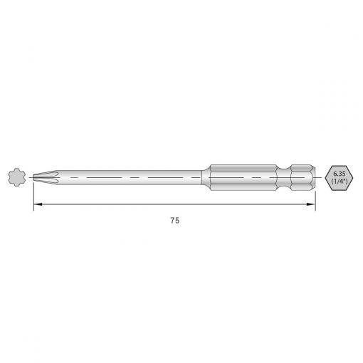 BERNSTEIN Tools for Electronics 6-IP08-75 bit Torx Ocel HRC silně legováno E 6.3 6 ks