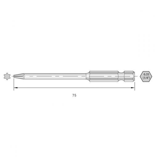 BERNSTEIN Tools for Electronics 6-TX09-75 bit Torx Ocel HRC silně legováno E 6.3 6 ks