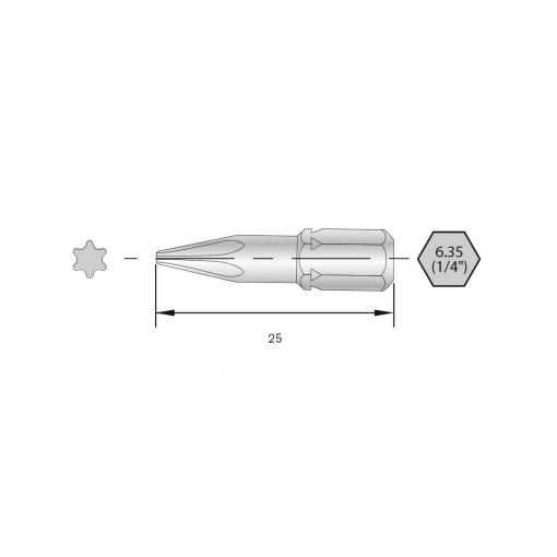 BERNSTEIN Tools for Electronics 6-TX10-25 bit Torx Ocel HRC silně legováno C 6.3 6 ks