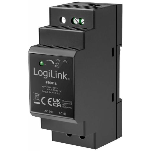 LogiLink PS0016 síťový zdroj na DIN lištu 24 V 1.5 A 36 W Obsah 1 ks